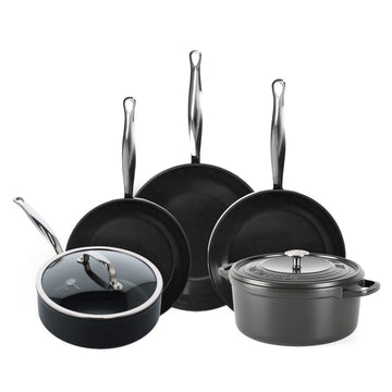 GreenPan - Barcelona Pro XL 6-delige Pannenset 20/24/24/28/22 cm - 2 koekenpannen + stoofpan met deksel + wokpan + braadpan Pannenset GreenPan 