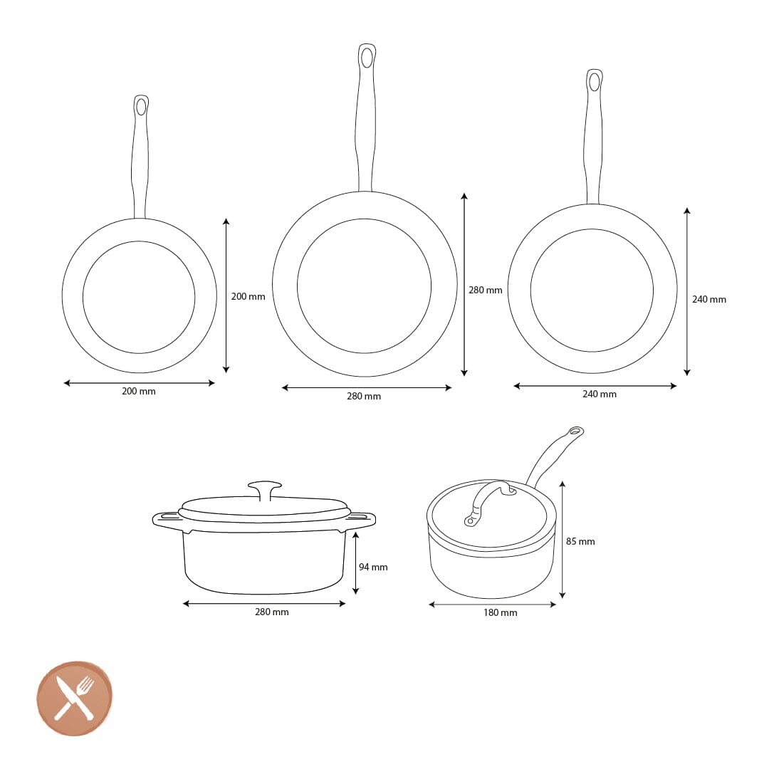 GreenPan - Barcelona Pro XL 6-delige Pannenset 20/24/24/28/22 cm - 2 koekenpannen + stoofpan met deksel + wokpan + braadpan Pannenset GreenPan 