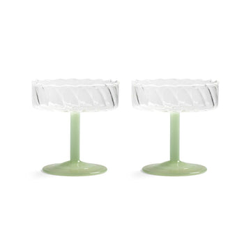 &Klevering - Coupe twirl groen set van 2 Cocktail glazen &Klevering 