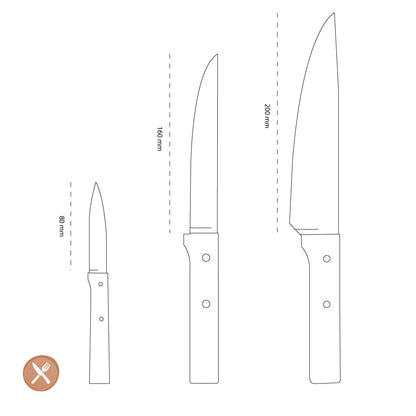 Opinel - Messenset 3delig, Opinel Parallèle, rvs/hout Opinel 