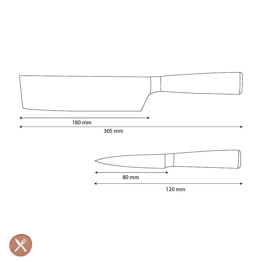 Shinrai Knives - Damascus Print Epoxy Sapphire 2-delige Messenset - Nakiri + Schilmes Messenset Shinrai Knives 