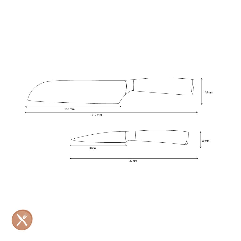 Shinrai Knives - Damascus Print Epoxy Sapphire 2-delige Messenset - Santoku + Schilmes Messenset Shinrai Knives 