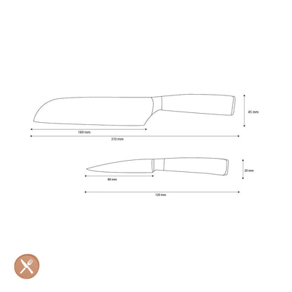 Shinrai Knives - Damascus Print Epoxy Sapphire 2-delige Messenset - Santoku + Schilmes Messenset Shinrai Knives 