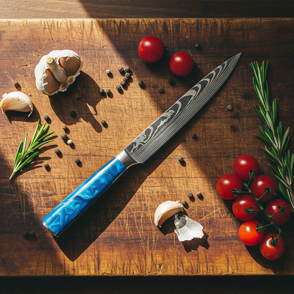 Robbyムニキスゼロセット 6-piece Japanese knife set damascus print - Expoxy Sapphire