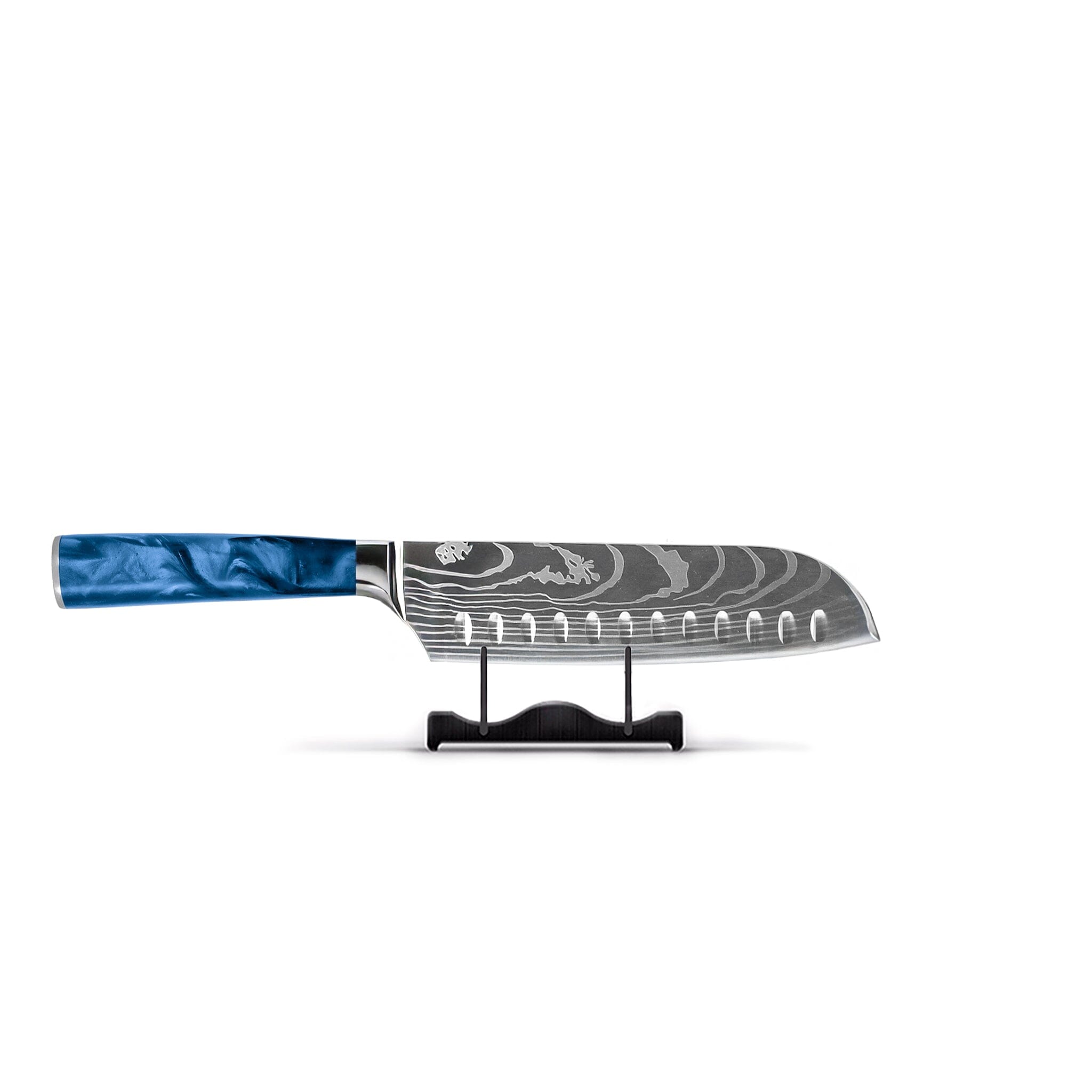santoku knife damascus print - Expoxy Sapphire – Kookgigant