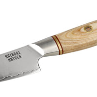 Couteaux Shinrai - Ensemble 4 pièces Hikari Damascus - Couteau de chef + Santoku + Couteau à pain + Couteau d'office Shinrai Knives Knife Set