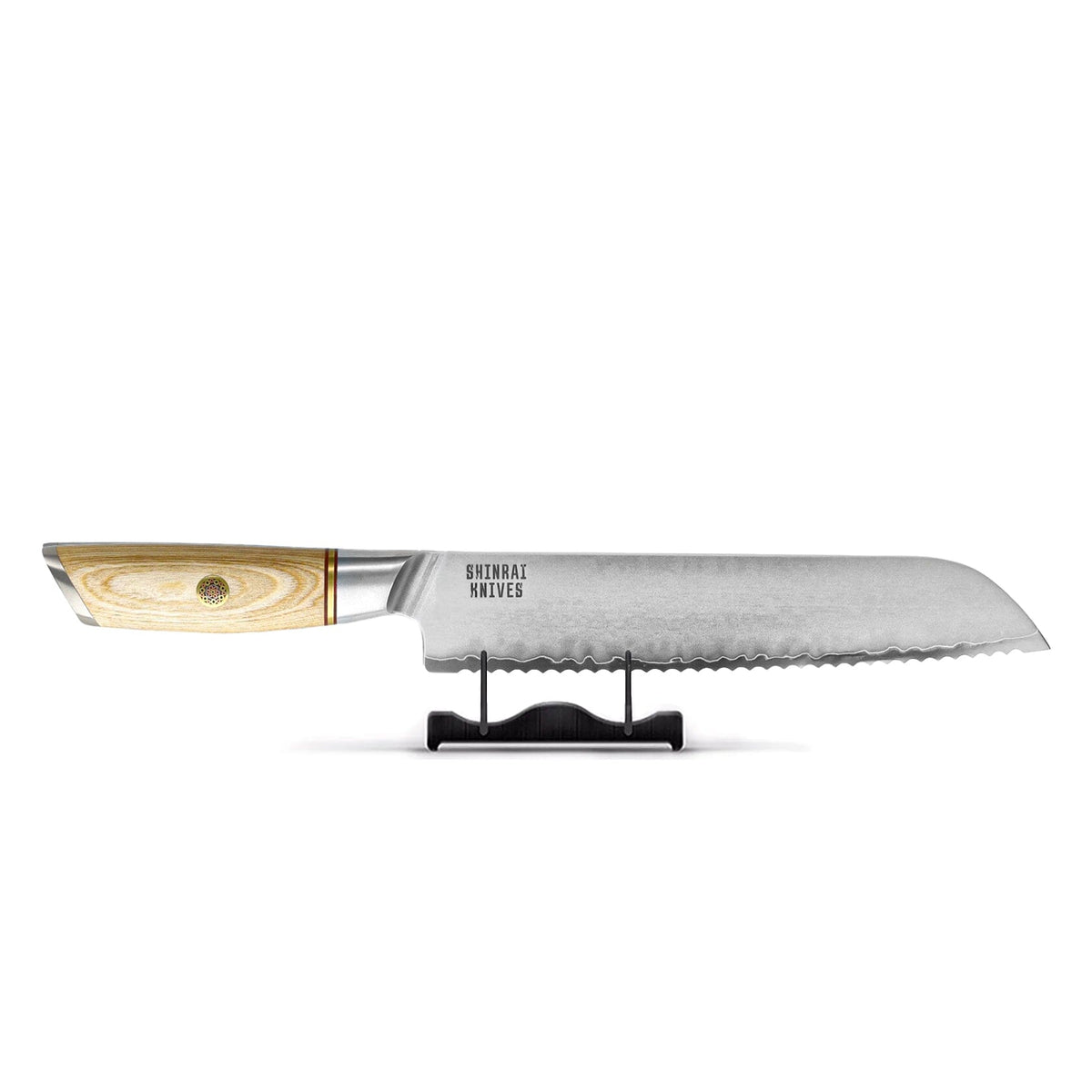 Shinrai Knives - Hikari Damascus 5-delige messenset + Messenblok Dubbelzijdig zwart Messenset met blok Shinrai Knives 