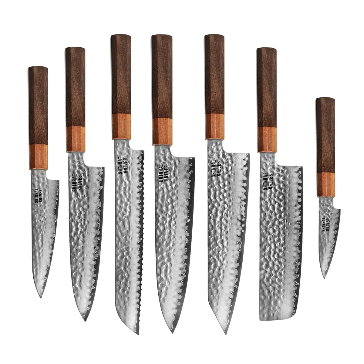Couteaux Shinrai - Coffret exclusif Kigami en acier damassé (7 pièces) + bloc à couteaux simple face