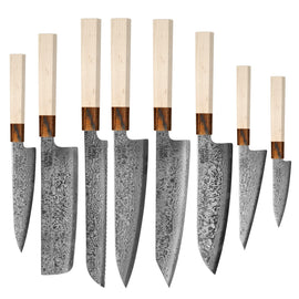 Shinrai Knives - Kōyō Damascus 8-delige messenset Messenset Shinrai Knives 