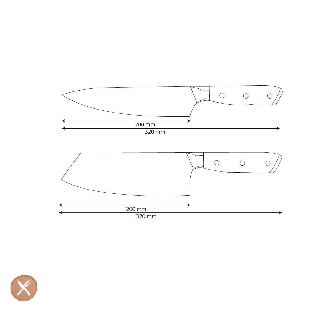 Shinrai Knives - Parelmoer Jewels 2-delige Damascus Messenset - Koksmes + Nakiri Messenset Shinrai Knives 