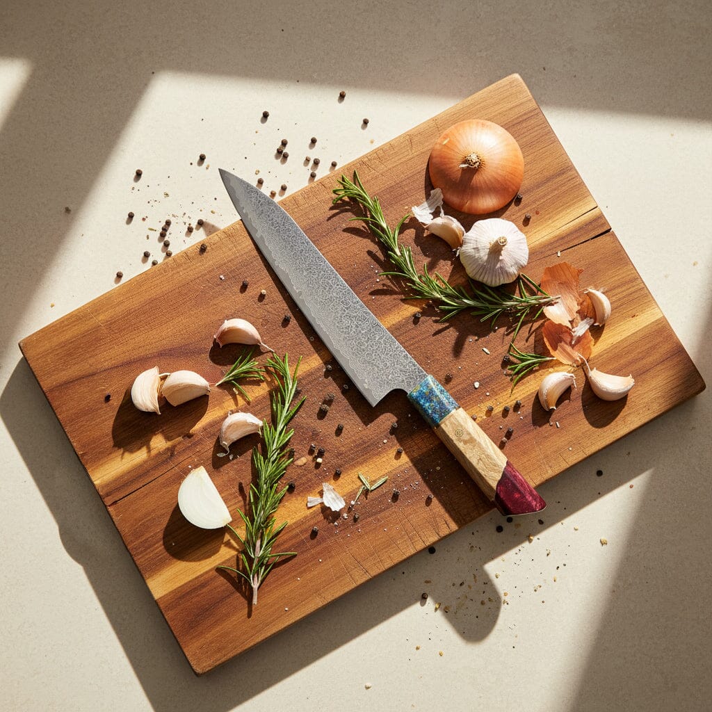 Shinrai Knives - Ruby Epoxy Jewels Damascus Koksmes 23 cm - Special Edition Koksmes Shinrai Knives 