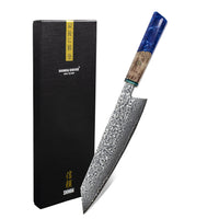 Shinrai Knives - Sapphire Octagon Damascus Kiritsuke 23 cm - Special Edition Kiritsukemes Shinrai Knives 