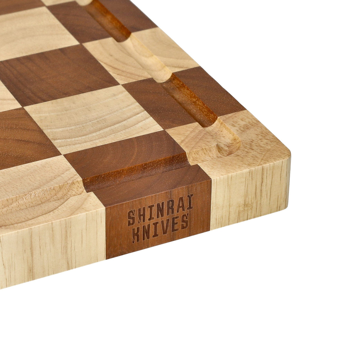Shinrai Knives - Schaak Snijplank Acaciahout - Kopshout - 35 x 25 x 2.5 cm Houten snijplank Shinrai Knives 