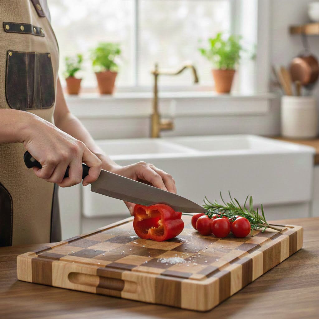 Shinrai Knives - Chess Cutting Board Acacia Wood - 40 x 30 x 4.5 Shinrai Knives - Chess Cutting Board Acacia Wood - 40 x 30 x 4.5