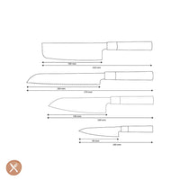 Shinrai Knives - Takumi Kaza 4-delige Damascus Messenset - Santoku + Broodmes + Nakiri + Schilmes Messenset Shinrai Knives 