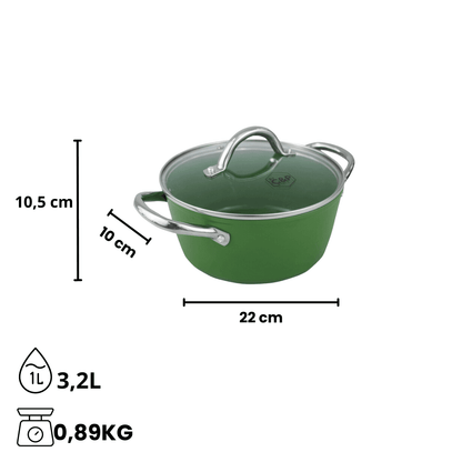 By C&P - Go Green Kookpan 22 cm met glazen deksel By C&P 