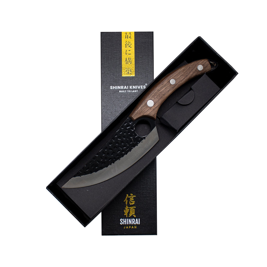 Hammered stainless steel Gladiator Series - Universal chef's knife with  brown holster – KookGigant